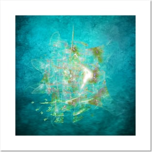 Fractal ghost ship on the azure ocean Posters and Art